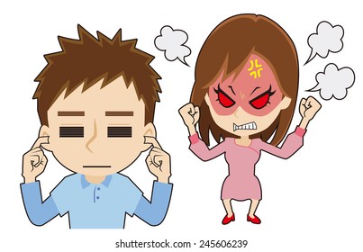 Angry woman, man to ignore