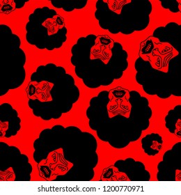 Angry woman pattern seamless. Grumpy wife face background. irate terrible female head ornament