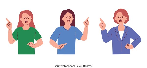 Angry Woman with Pointing Finger, Mad Expression