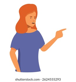 Angry woman is pointing her finger with an accusing expression