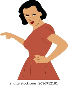 Angry Woman Pointing Vintage Illustration, vintage illustration