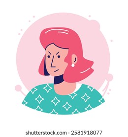 Angry woman profile icon, perfect for social media or website graphics