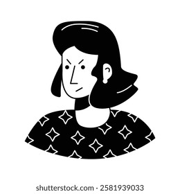 Angry woman profile icon, perfect for social media or website graphics