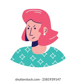 Angry woman profile icon, perfect for social media or website graphics