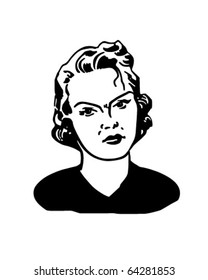 Angry Woman - Retro Clipart Illustration