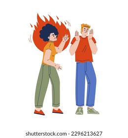 Angry Woman Shouting and Blaming Man Engaged in Manipulation and Control Vector Illustration