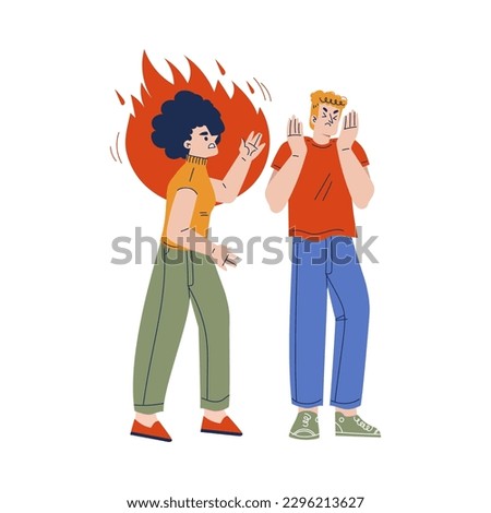 Angry Woman Shouting and Blaming Man Engaged in Manipulation and Control Vector Illustration