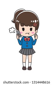Angry woman smartphone female high school student systemic