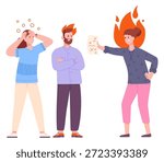 Angry woman yell. Work problem conflict concept