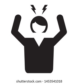 Angry Women Person Icon Design. Angry Person Icon Design. Angry Women Silhouette Design. Angry Person Flat Style Design. Vector Illustration. 