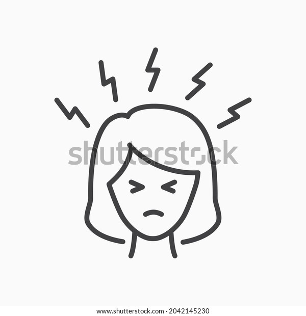 Angry Women Person Outline Icon On Stock Vector (Royalty Free) 2042145230