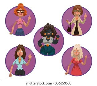Angry women set, vector