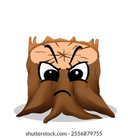 angry wood material mascot illustration for design. fun, colorful, and playful concept. nature, forest, furniture, industry, trees, and ecology themes 