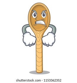 Angry wooden spoon mascot cartoon