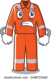 Angry work overalls placed in cartoon lockers