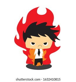 Angry Worker Fire On Flame