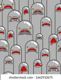 Angry Worm Pattern Seamless. Evil Worms Background. Vector Ornament. Baby Fabric Texture