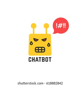angry yellow chatbot icon on white background. concept of digital communication technology for conversation and script for dialogue or speak. flat trend modern logotype unusual graphic design