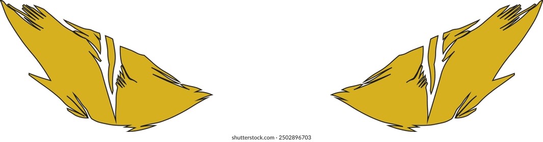 Angry yellow eyes with black outline, pair of expressive eyes, sticker type