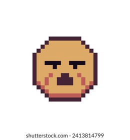 Icono de estilo de arte de píxeles amarillos enojados, personaje de dibujos animados, estilo plano de 8 bits. Ilustración vectorial abstracta aislada.