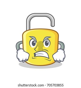 Angry yellow lock character mascot