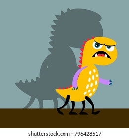 Angry yellow monster with shadow, on blue vector illustration