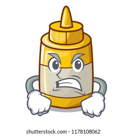 Angry yellow mustard in plastic bottle cartoon