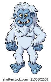 Angry Yeti cartoon, Vector clip art illustration, isolated on a single layer