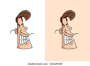 Angry young boy cartoon face. Vector illustration