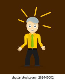 Angry young cartoon businessman or office worker. Flat design. Vector illustration