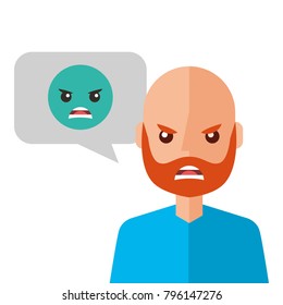 angry young man with emoticon avatar character