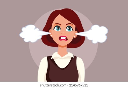 
Angry Young Woman Feeling Outraged Vector Illustration. Upset Office Worker Feeling Frustrated And Grumpy
