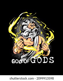 Angry Zeus Illustration Premium Vector