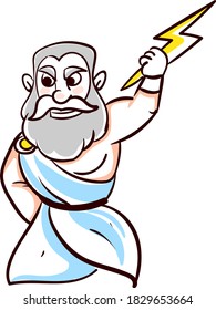 Angry Zeus, Illustration, Vector On White Background