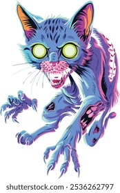 angry zombie cat glowin graphic