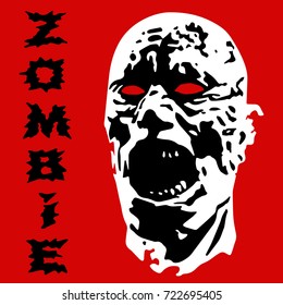 Angry zombie screams head. Vector illustration. Scary character face. The horror genre.