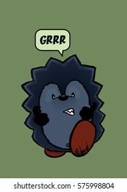 Angry,but cute looking hedgehog.Isolated vector illustration