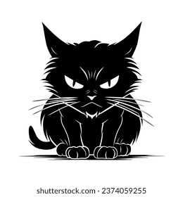 Angry-faced black cat clipart illustration design on a white screen