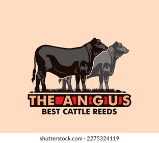 THE ANGSU LOGO silhouette of big cattle farm standing vector illustrations
