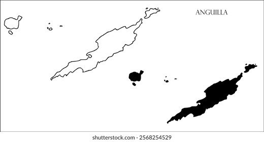 Anguilla Blank Map, Anguilla Map Outline Vector Images