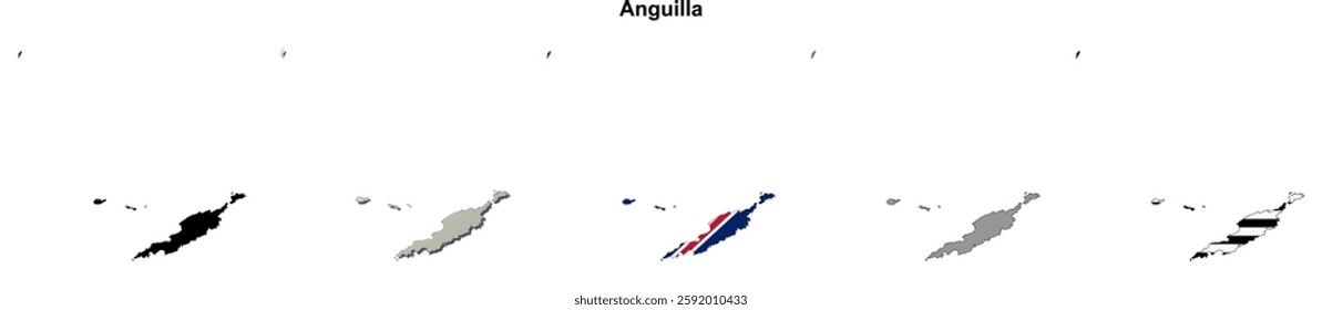 Anguilla blank outline map set