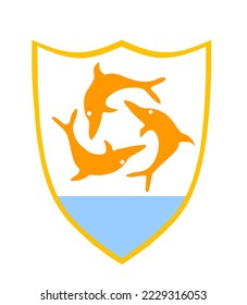 Anguilla-Mantel von Wappen Vektorgrafik einzeln. Nationalsymbol der Karibik Gebiet des Vereinigten Königreichs. Offshore-Finanzzentrum. Anguilla Emblem, Teil der Flagge. Nationales Banner-Symbol.