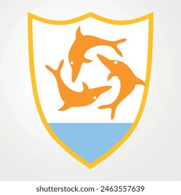 Anguilla coat of arms vector illustration isolated. Caribbean island national symbol. United Kingdom territory. Offshore financial center. Anguilla emblem, part of flag. National banner symbol.