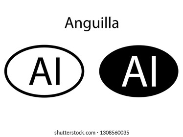 Anguilla country code icon.  Iso code country domain name.   AI - Anguilla abbreviated. vector