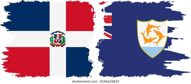 Anguilla and Dominican Republic grunge flags connection, vector