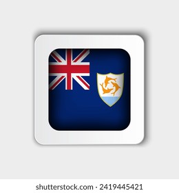 Anguilla Flag Button Flat Design