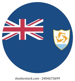 Anguilla flag. Button flag icon. Standard color. Circle icon flag. Computer illustration. Digital illustration. Vector illustration.