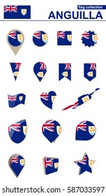 Anguilla Flag Collection. Big set for design. Vector Illustration.