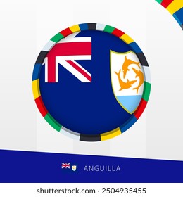 Anguilla-Flagge mit farbigem Kreisrand. Vektorsymbol.