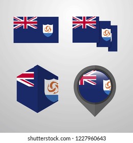 Anguilla flag design set vector